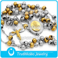 New Arrival Handmade Fashion High Quality Rosary Beads Style Cross Chain Fine Jewelry Necklaces in 316 Stainless Steel